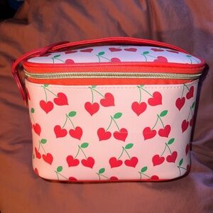 Cherry Heart Makeup Bag